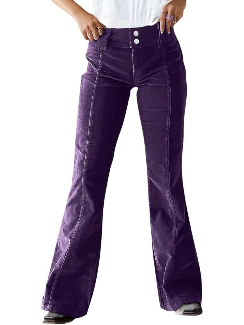 Chic Mid Rise Seam Front Corduroy Pants for Women | Trendy Fall Fashion Bottoms